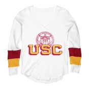 USC Trojans Women's White Vintage Sign Sealed Thermal Contrast Long Sleeve Top